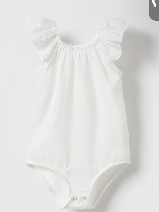 Zara Other - Zara White Eyelet Ruffle Baby Bodysuit